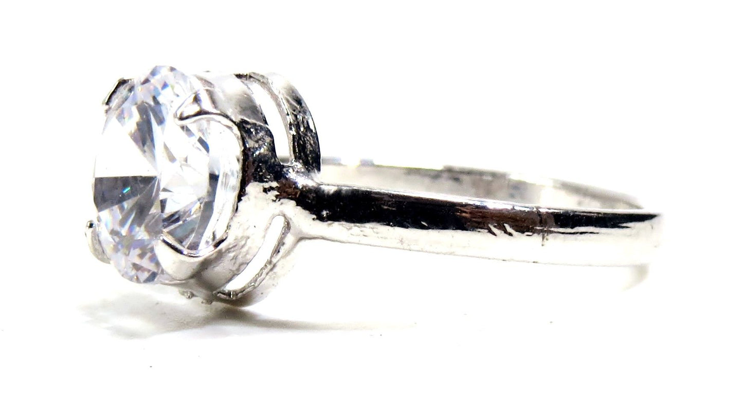 Jewelshingar Jewellery American Diamond Clear Colour Size 16 Silver Plated Ring For Girls ( 93449RIN )