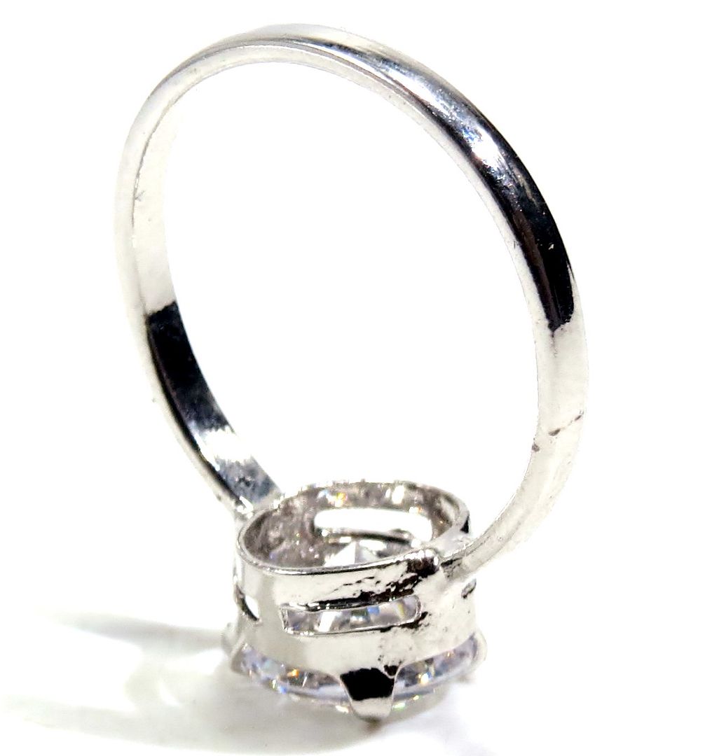 Jewelshingar Jewellery American Diamond Clear Colour Size 16 Silver Plated Ring For Girls ( 93449RIN )