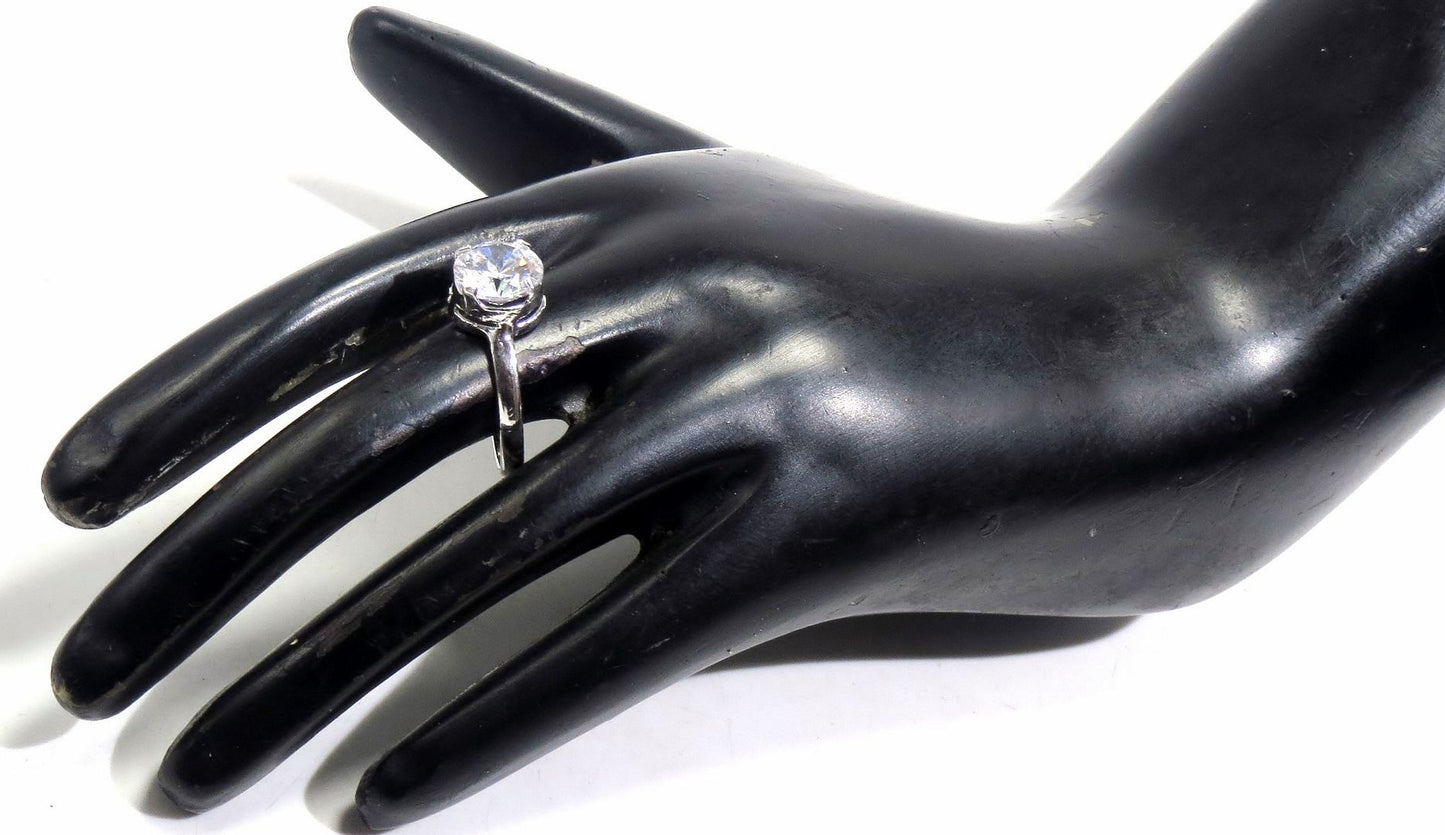 Jewelshingar Jewellery American Diamond Clear Colour Size 16 Silver Plated Ring For Girls ( 93449RIN )