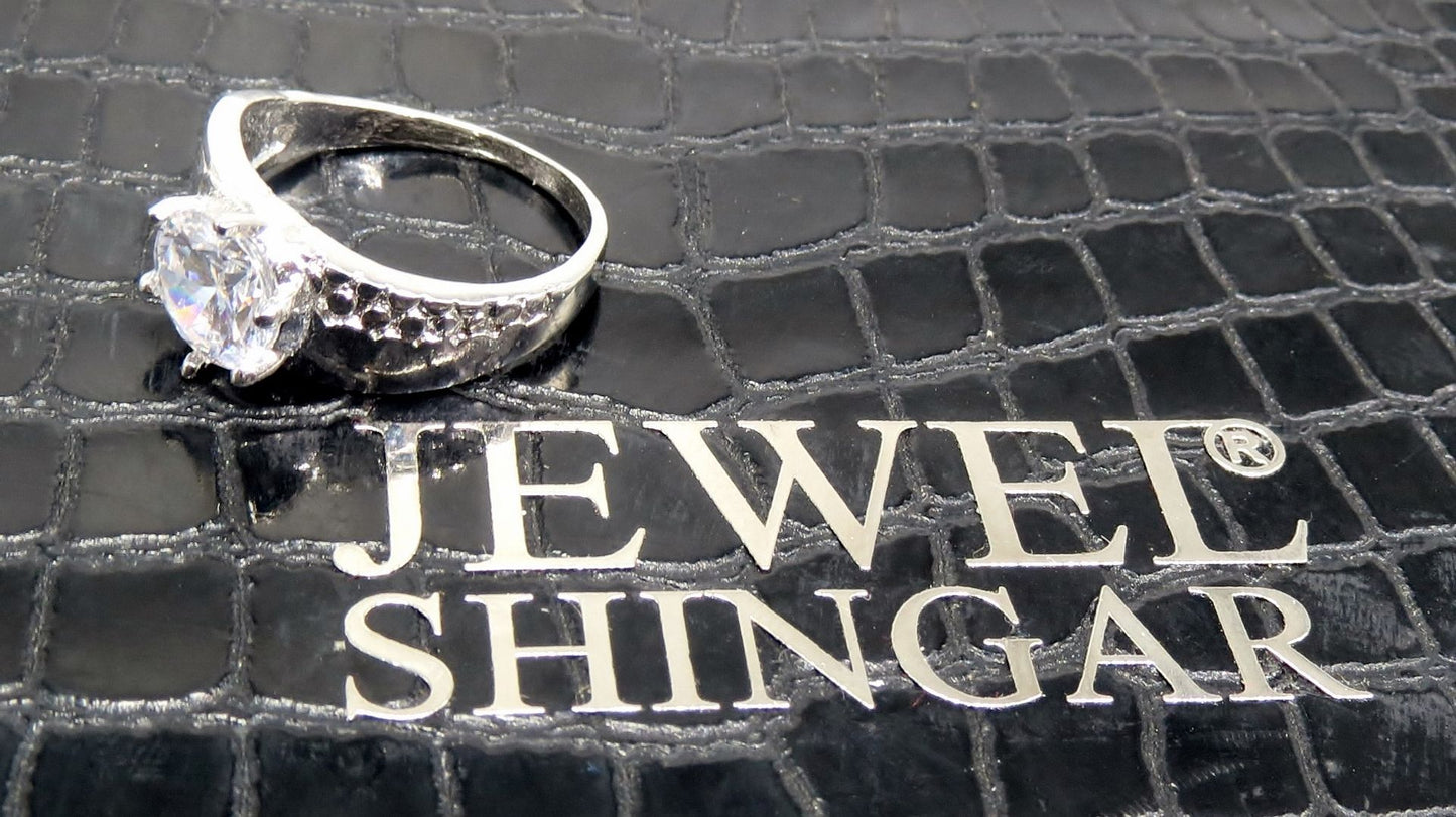 Jewelshingar Jewellery American Diamond Clear Colour Size 16 Silver Plated Ring For Girls ( 93454RIN )