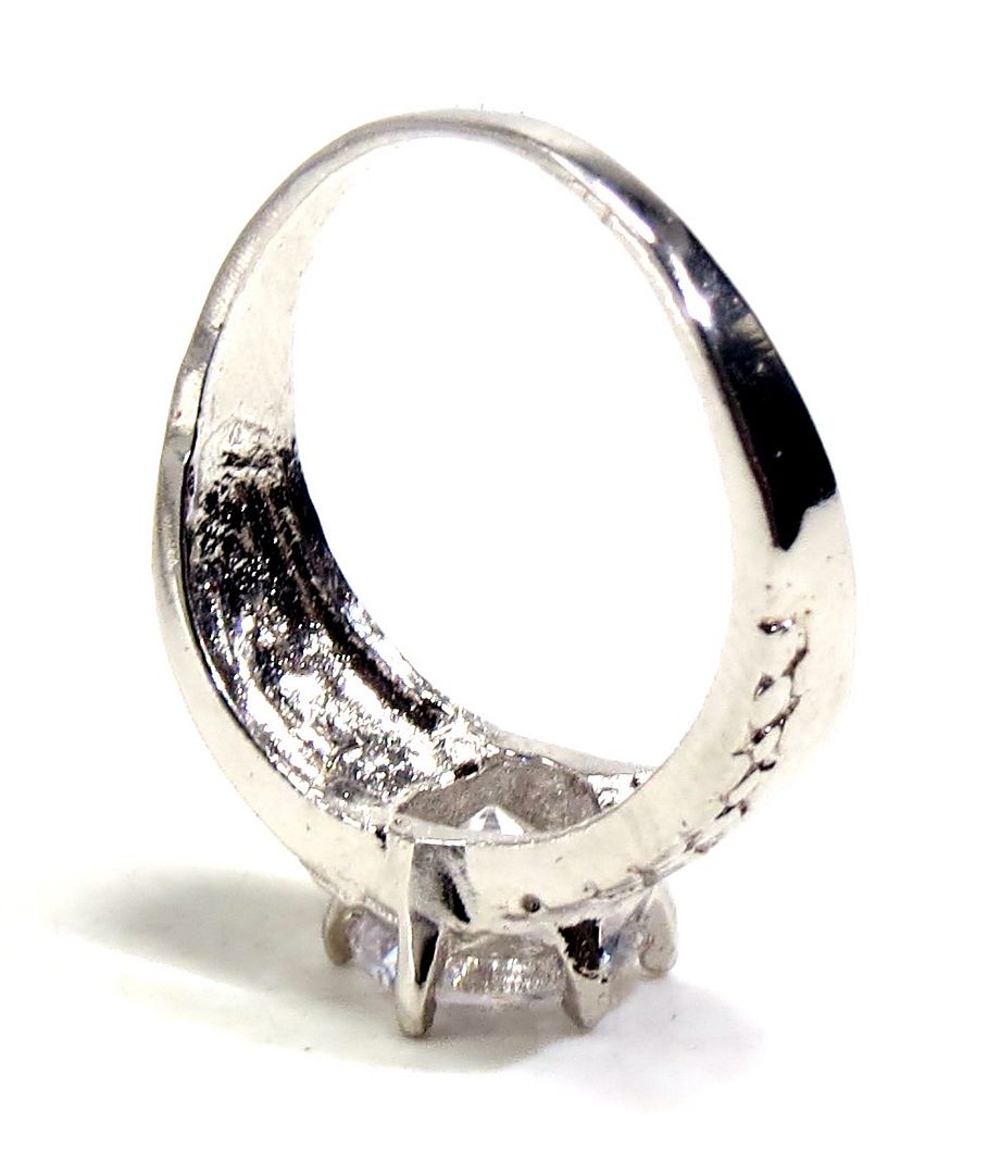 Jewelshingar Jewellery American Diamond Clear Colour Size 16 Silver Plated Ring For Girls ( 93454RIN )