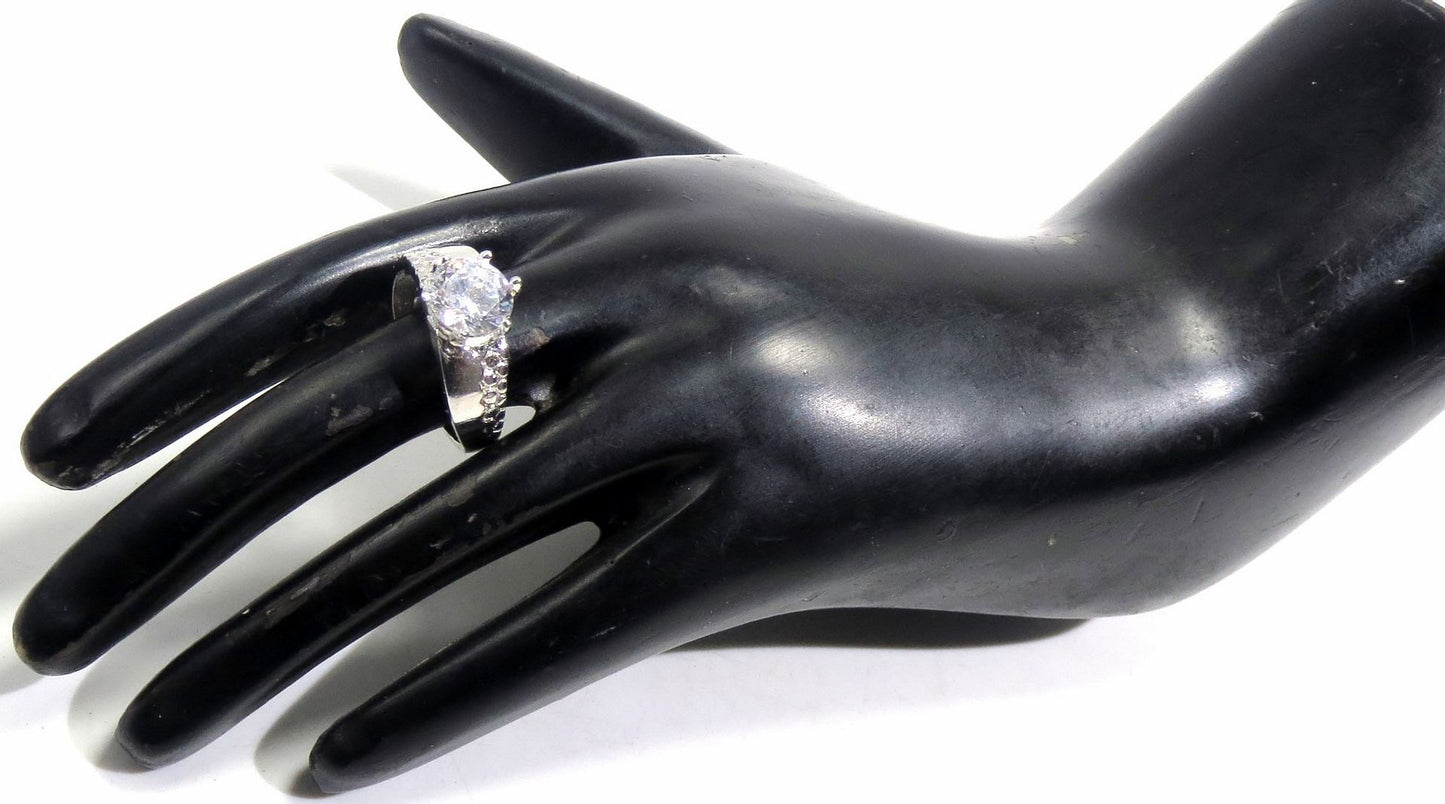 Jewelshingar Jewellery American Diamond Clear Colour Size 16 Silver Plated Ring For Girls ( 93454RIN )