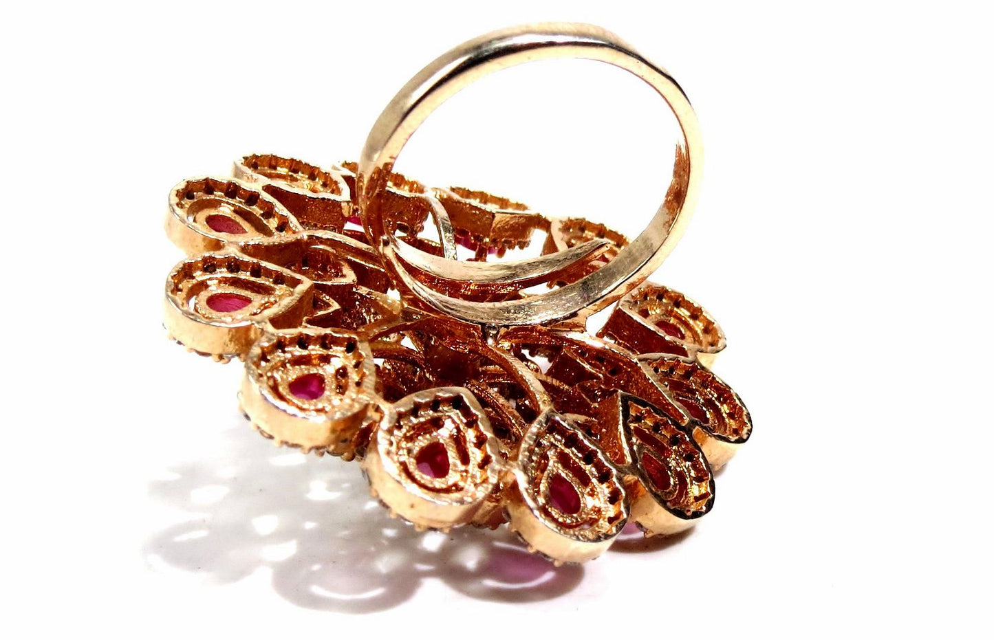 Jewelshingar Jewellery American Diamond Red Colour Size Freesize Gold Plated Ring For Girls ( 93499FSR )
