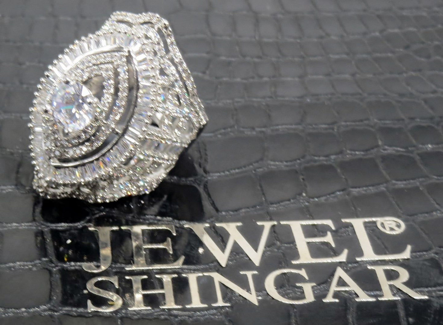 Jewelshingar Jewellery American Diamond Clear Colour Size Freesize Silver Plated Ring For Girls ( 93504FSR )