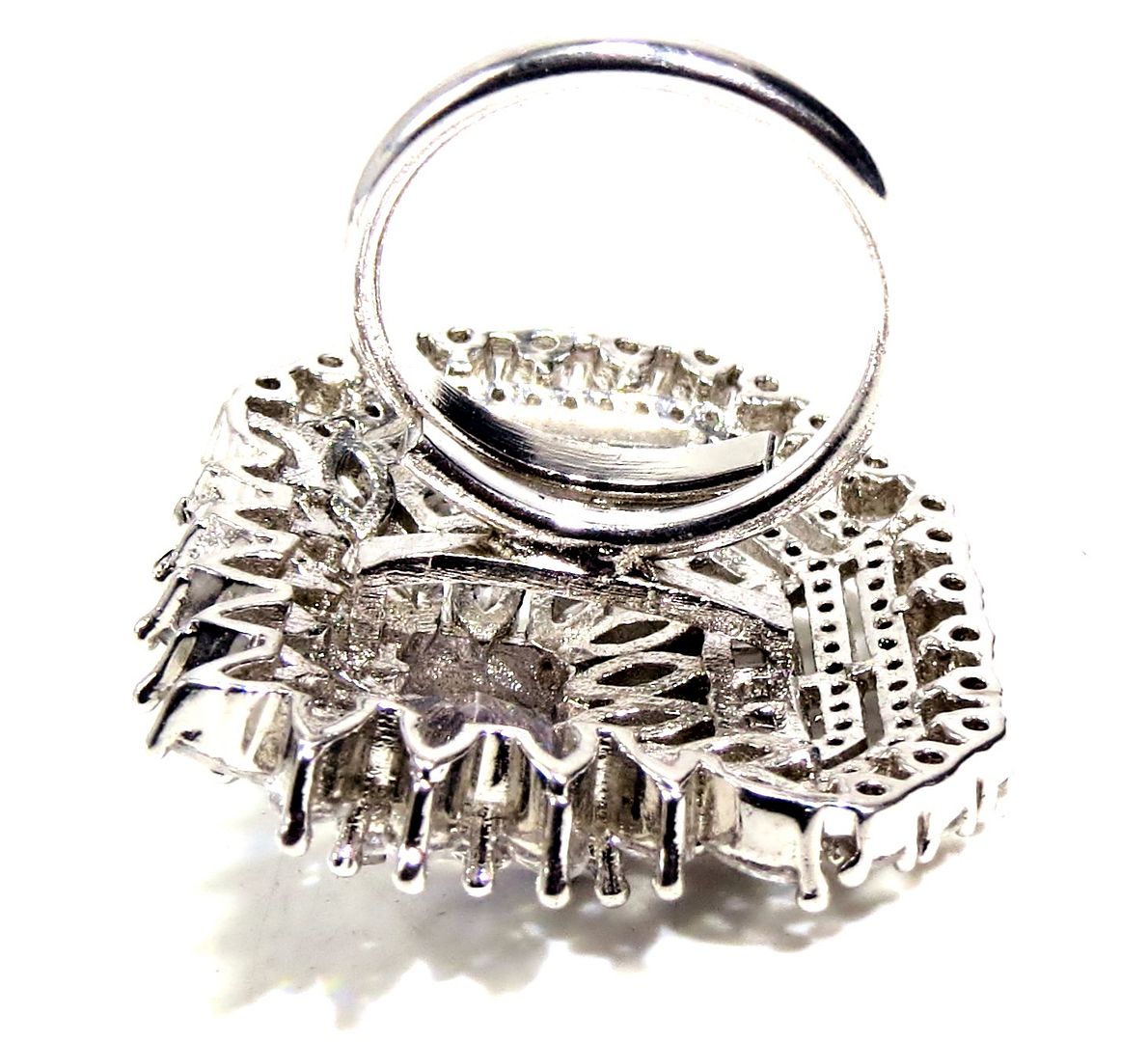 Jewelshingar Jewellery American Diamond Clear Colour Size Freesize Silver Plated Ring For Girls ( 93514FSR )