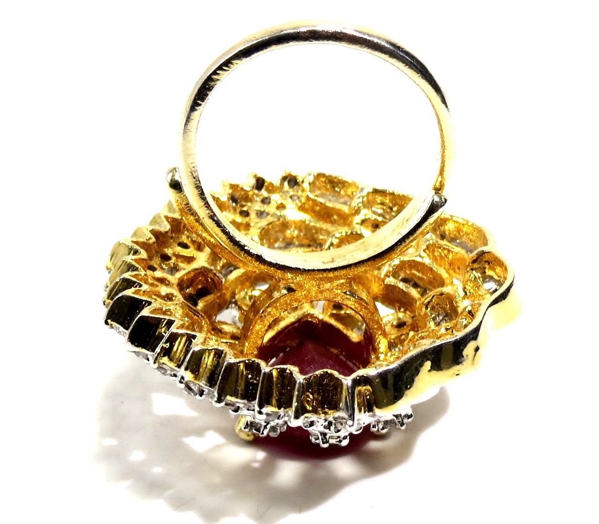 Jewelshingar Jewellery American Diamond Red Colour Size Freesize Gold Plated Ring For Girls ( 93524FSR )