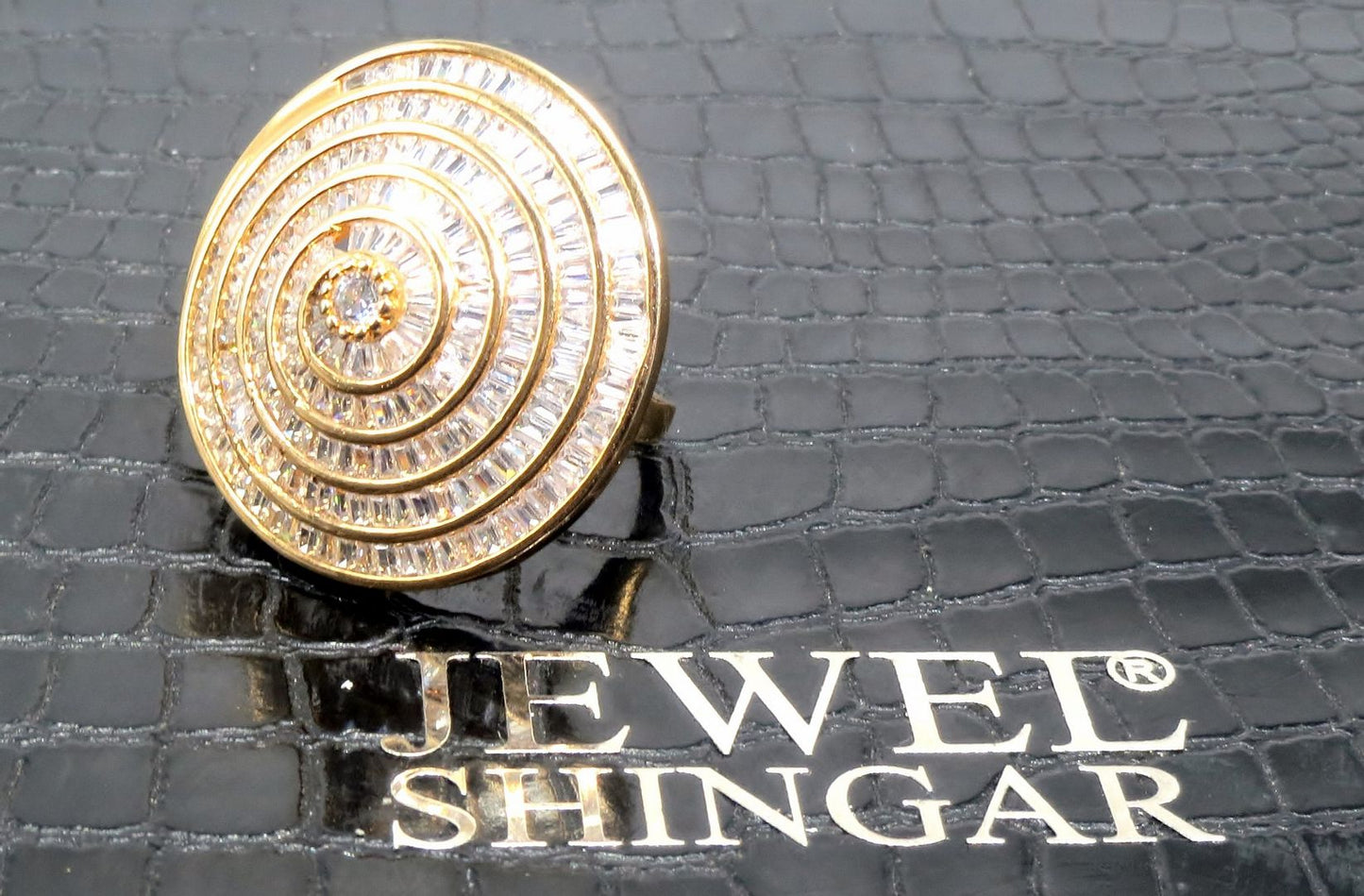 Jewelshingar Jewellery American Diamond Clear Colour Size Freesize Gold Plated Ring For Girls ( 93534FSR )