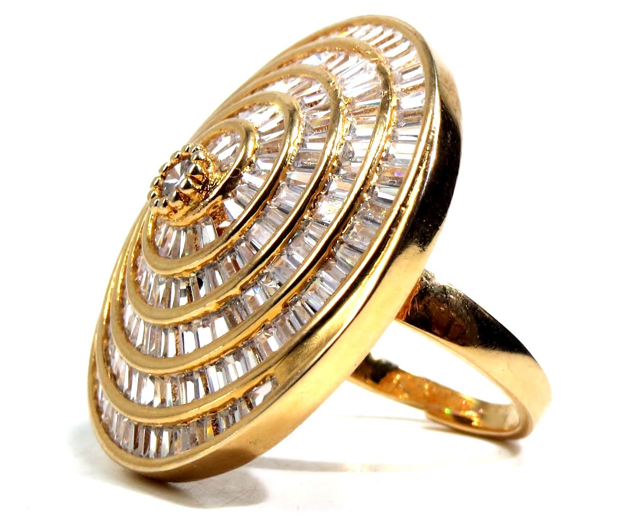 Jewelshingar Jewellery American Diamond Clear Colour Size Freesize Gold Plated Ring For Girls ( 93534FSR )