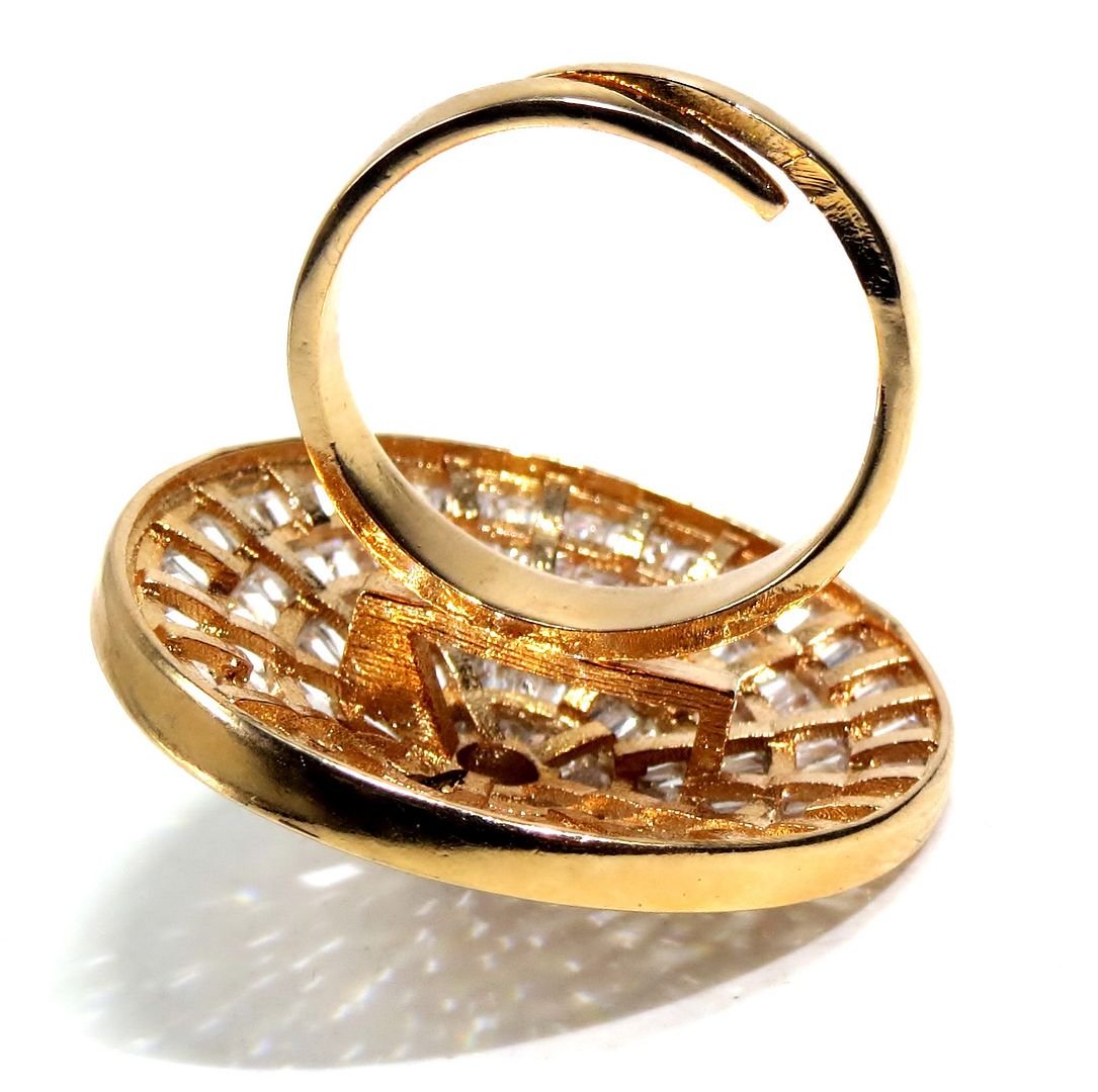 Jewelshingar Jewellery American Diamond Clear Colour Size Freesize Gold Plated Ring For Girls ( 93534FSR )