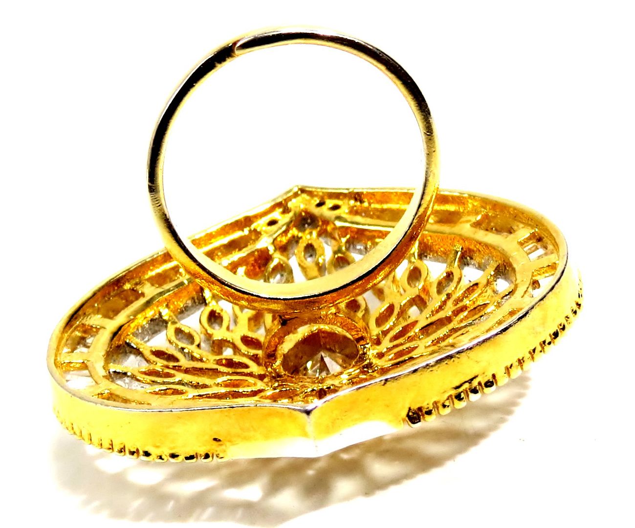 Jewelshingar Jewellery American Diamond Clear Colour Size Freesize Gold Plated Ring For Girls ( 93549FSR )