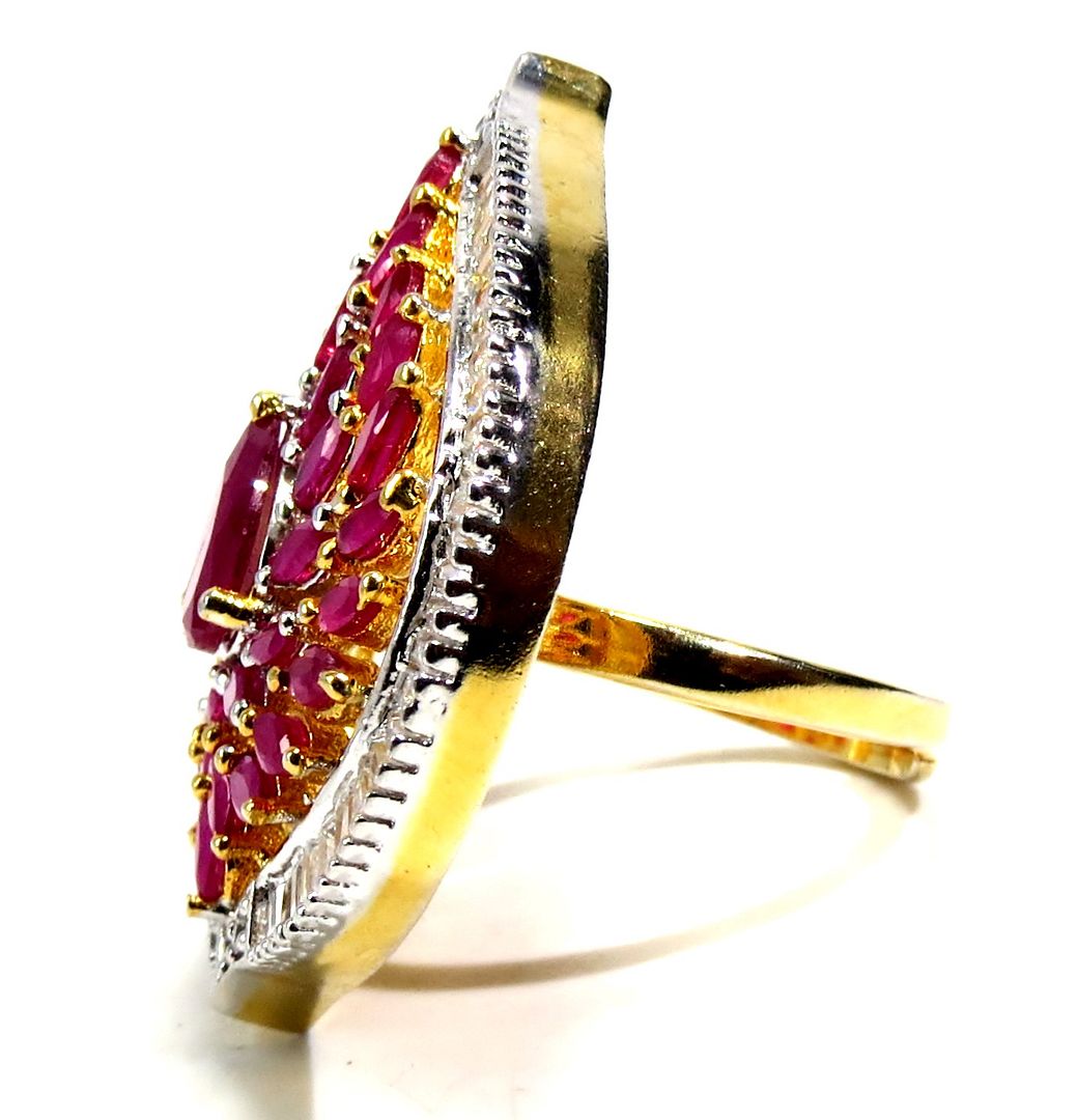 Jewelshingar Jewellery American Diamond Red Colour Size Freesize Gold Plated Ring For Girls ( 93554FSR )