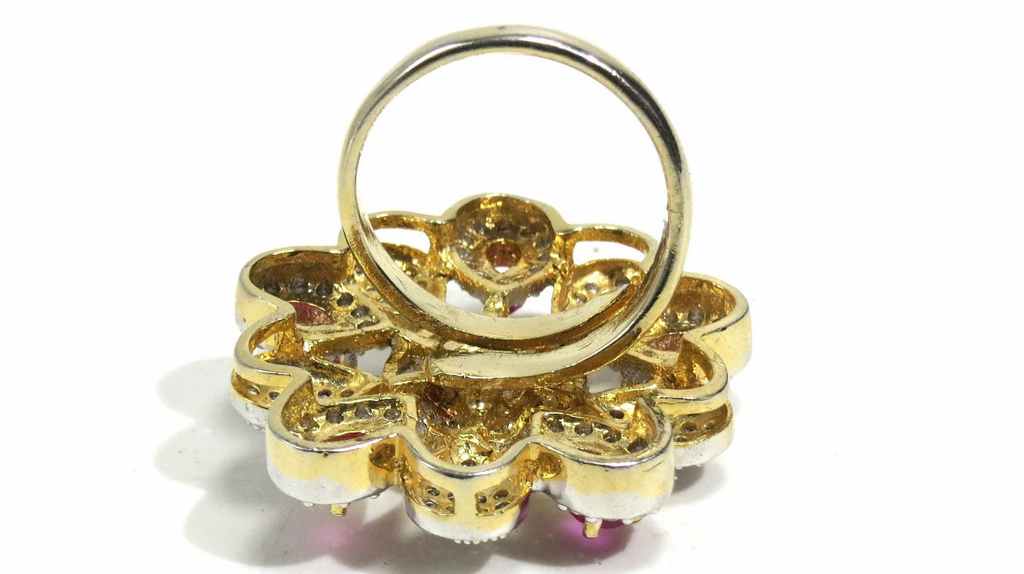 Jewelshingar Jewellery American Diamond Multi Colour Colour Size Freesize Gold Plated Ring For Girls ( 93564FSR )