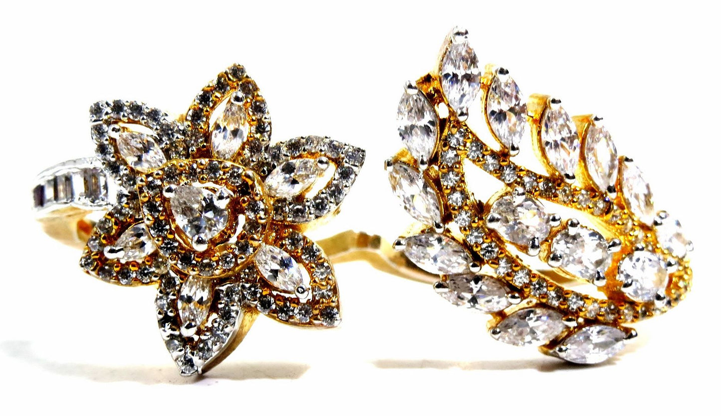 Jewelshingar Jewellery American Diamond Clear Colour Size Freesize Gold Plated Ring For Girls ( 93584FSR )