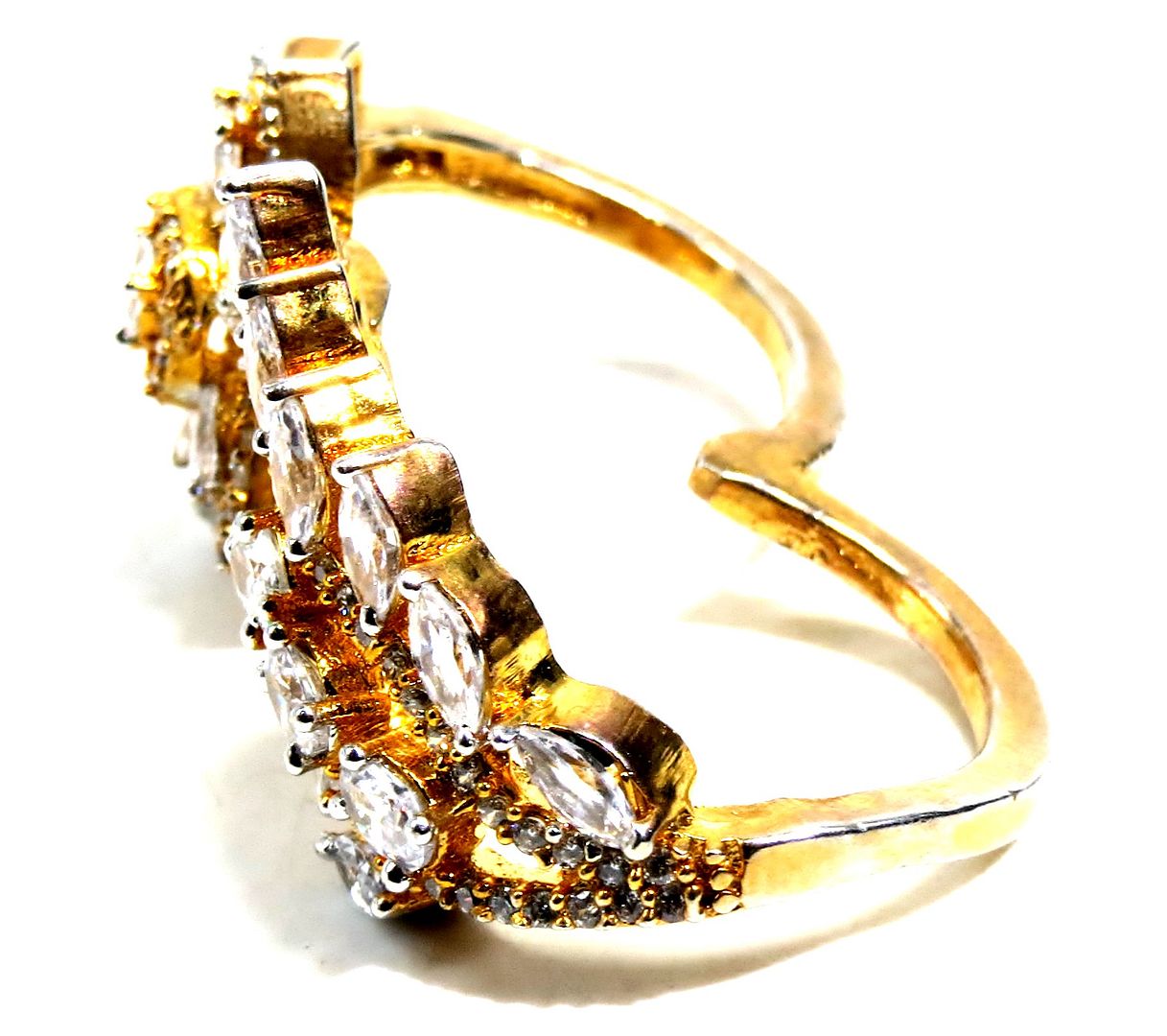 Jewelshingar Jewellery American Diamond Clear Colour Size Freesize Gold Plated Ring For Girls ( 93584FSR )