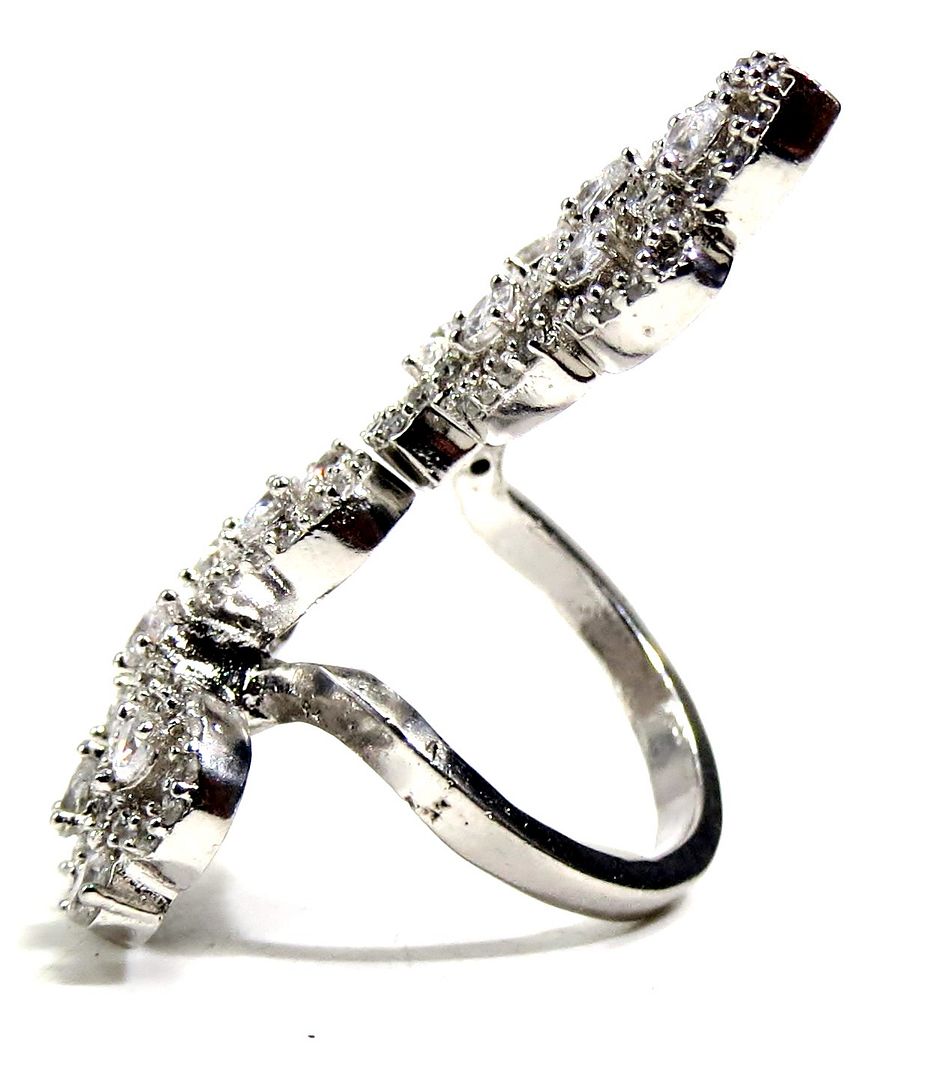 Jewelshingar Jewellery American Diamond Clear Colour Size Freesize Silver Plated Ring For Girls ( 93608FSR )