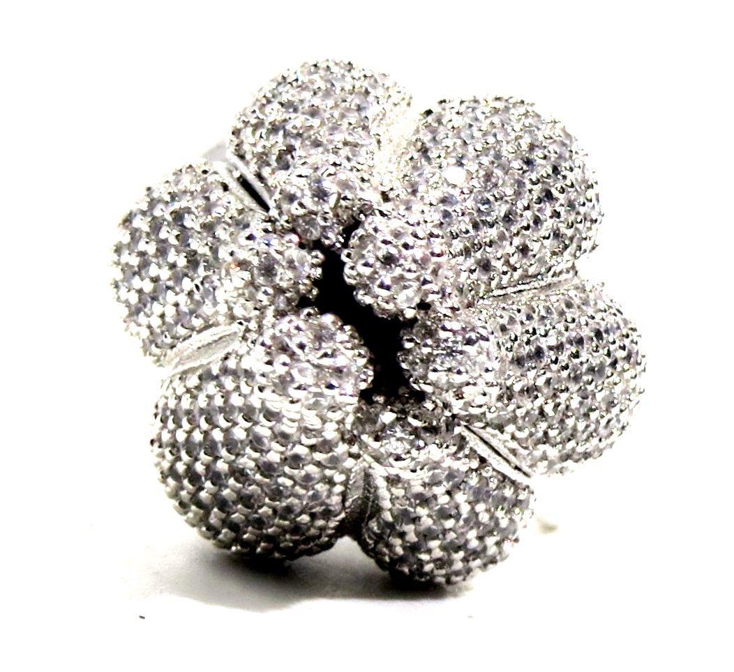 Jewelshingar Jewellery American Diamond Clear Colour Size Freesize Silver Plated Ring For Girls ( 93613FSR )