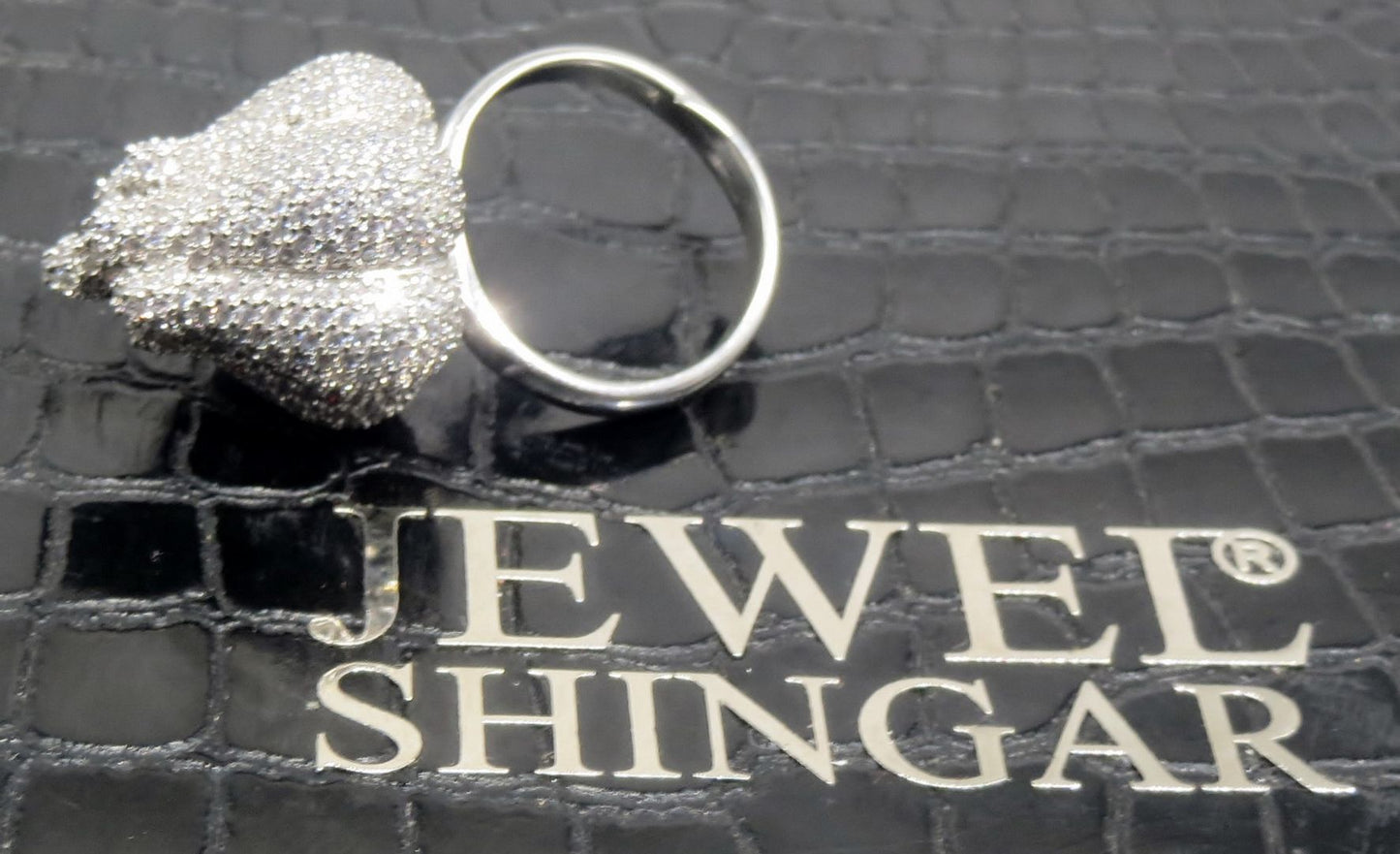 Jewelshingar Jewellery American Diamond Clear Colour Size Freesize Silver Plated Ring For Girls ( 93613FSR )