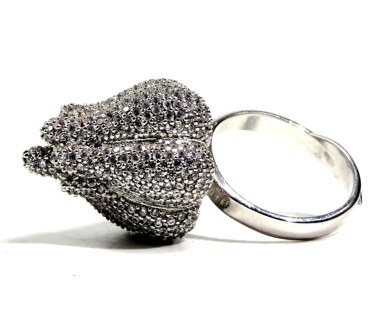 Jewelshingar Jewellery American Diamond Clear Colour Size Freesize Silver Plated Ring For Girls ( 93613FSR )