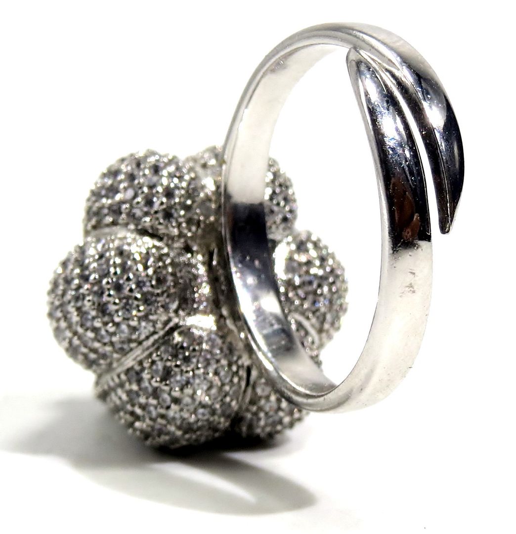Jewelshingar Jewellery American Diamond Clear Colour Size Freesize Silver Plated Ring For Girls ( 93613FSR )