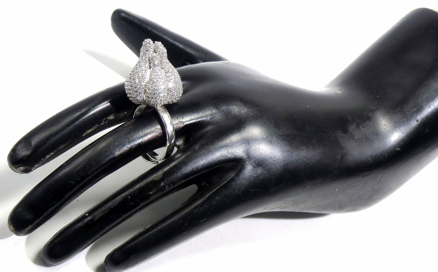 Jewelshingar Jewellery American Diamond Clear Colour Size Freesize Silver Plated Ring For Girls ( 93613FSR )