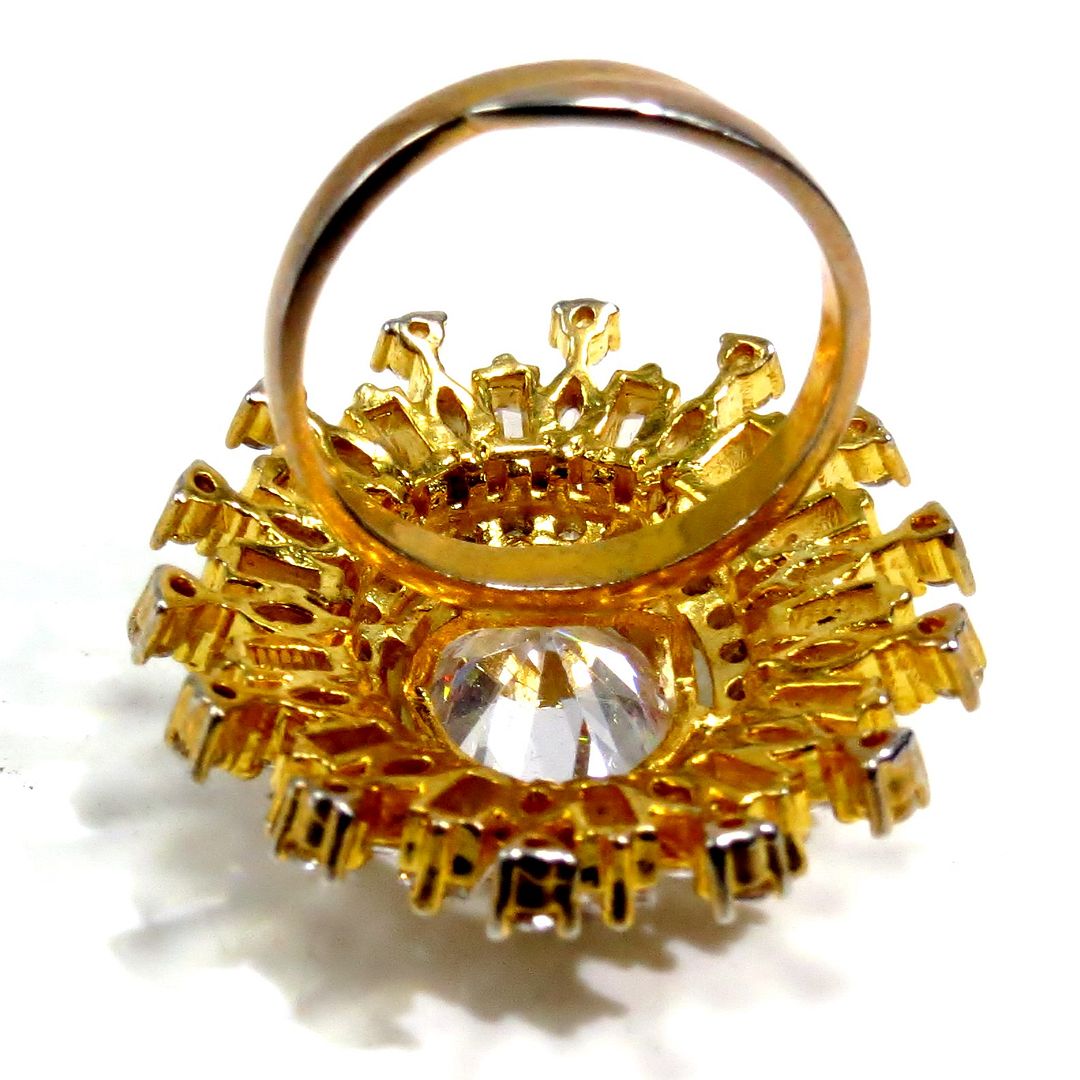 Jewelshingar Jewellery American Diamond Clear Colour Size Freesize Gold Plated Ring For Girls ( 93657FSR )