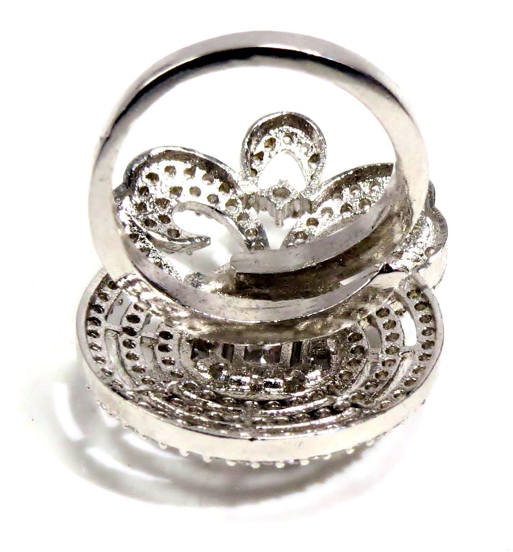 Jewelshingar Jewellery American Diamond Clear Colour Size Freesize Silver Plated Ring For Girls ( 93666FSR )