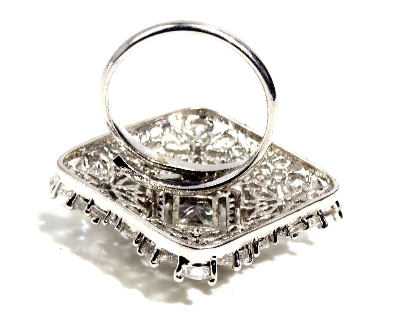 Jewelshingar Jewellery American Diamond Clear Colour Size Freesize Silver Plated Ring For Girls ( 93671FSR )