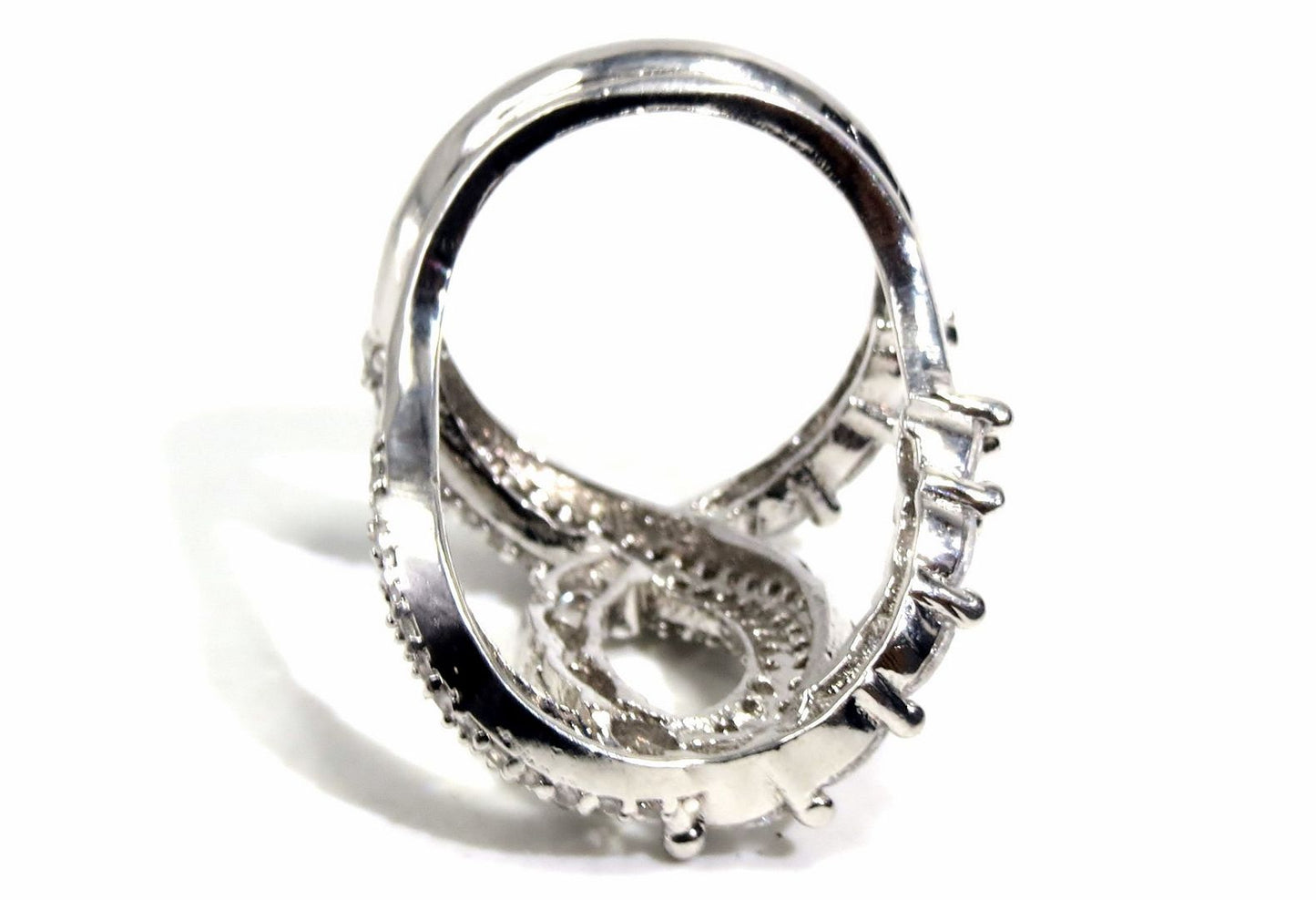 Jewelshingar Jewellery American Diamond Clear Colour Size 16 Silver Plated Ring For Girls ( 93681FSR )