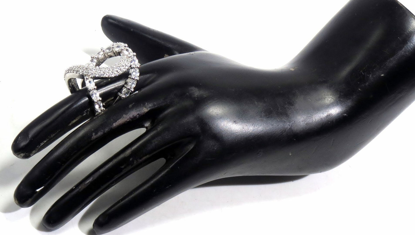 Jewelshingar Jewellery American Diamond Clear Colour Size 16 Silver Plated Ring For Girls ( 93681FSR )