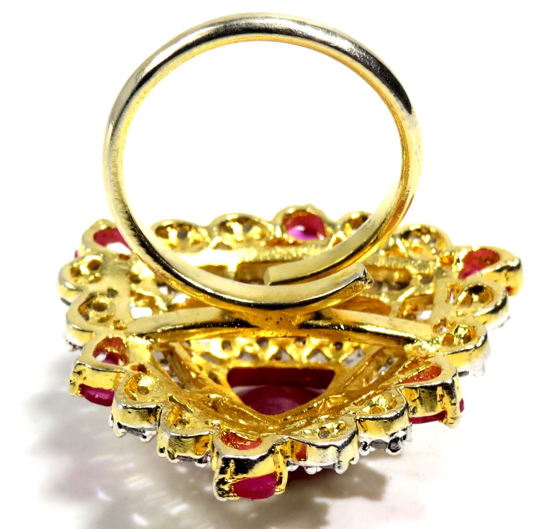 Jewelshingar Jewellery American Diamond Red Colour Size Freesize Gold Plated Ring For Girls ( 93696FSR )