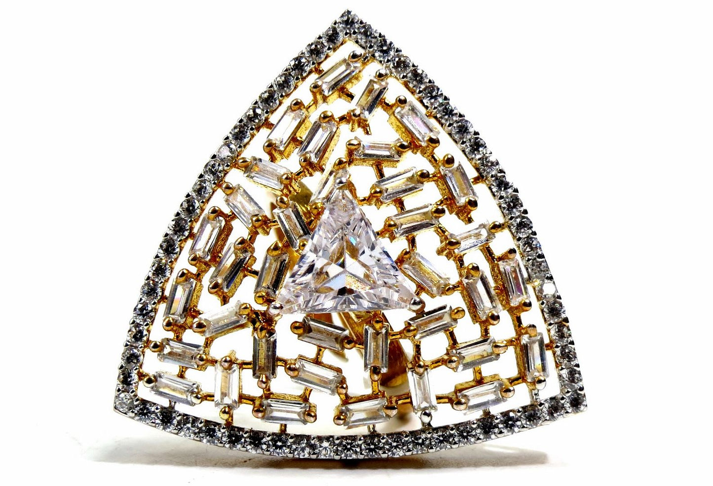 Jewelshingar Jewellery American Diamond Clear Colour Size Freesize Gold Plated Ring For Girls ( 93701FSR )