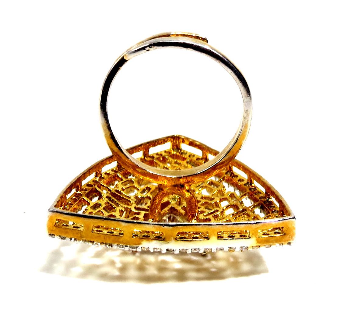 Jewelshingar Jewellery American Diamond Clear Colour Size Freesize Gold Plated Ring For Girls ( 93701FSR )