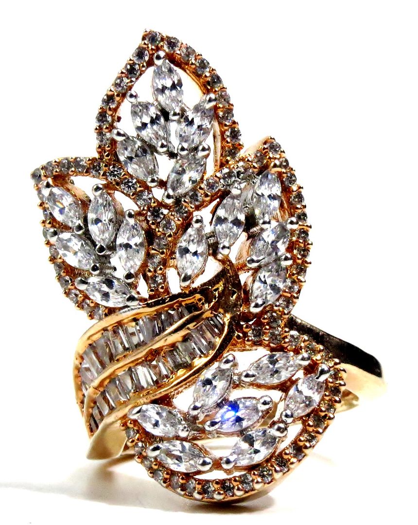 Jewelshingar Jewellery American Diamond Clear Colour Size 17 Gold Plated Ring For Girls ( 93706FSR )