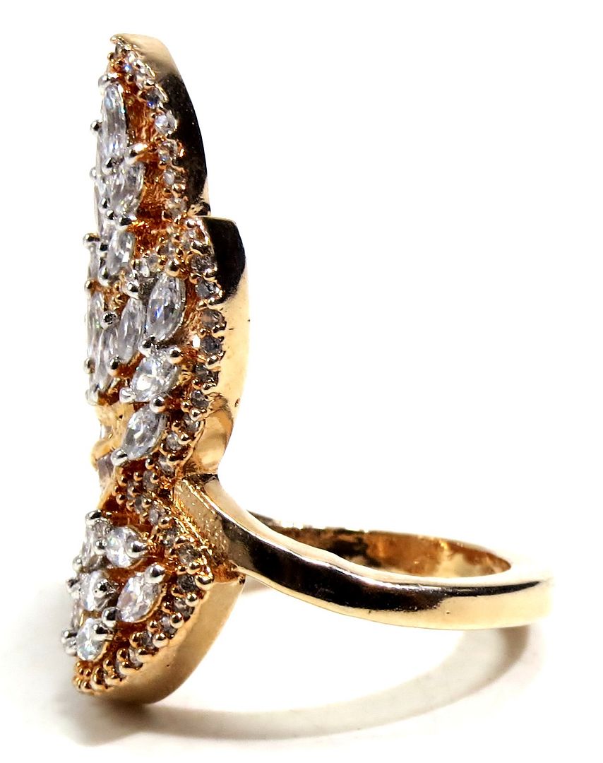 Jewelshingar Jewellery American Diamond Clear Colour Size 17 Gold Plated Ring For Girls ( 93706FSR )