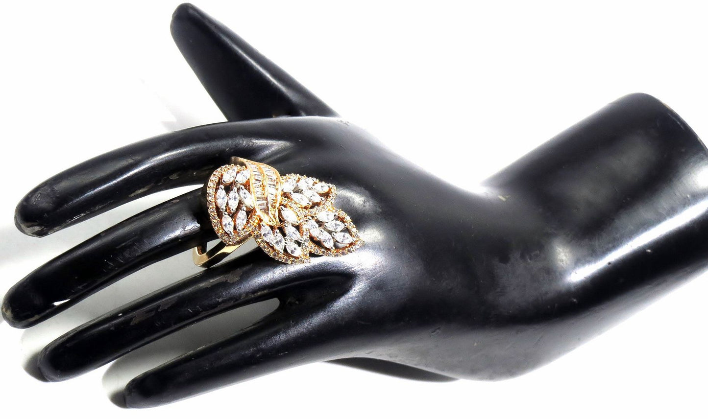 Jewelshingar Jewellery American Diamond Clear Colour Size 17 Gold Plated Ring For Girls ( 93706FSR )