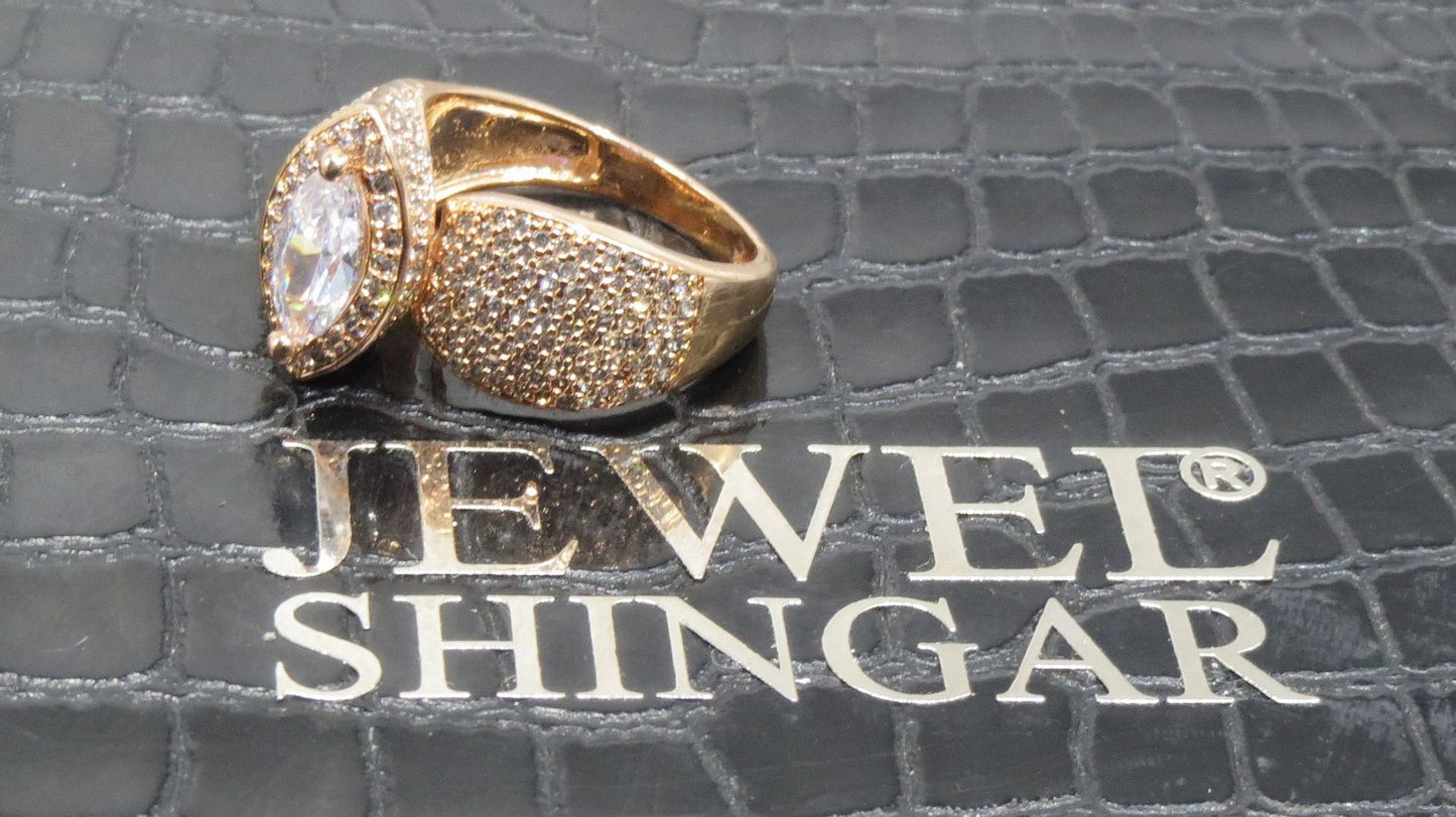 Jewelshingar Jewellery American Diamond Clear Colour Size Freesize Gold Plated Ring For Girls ( 93741FSR )
