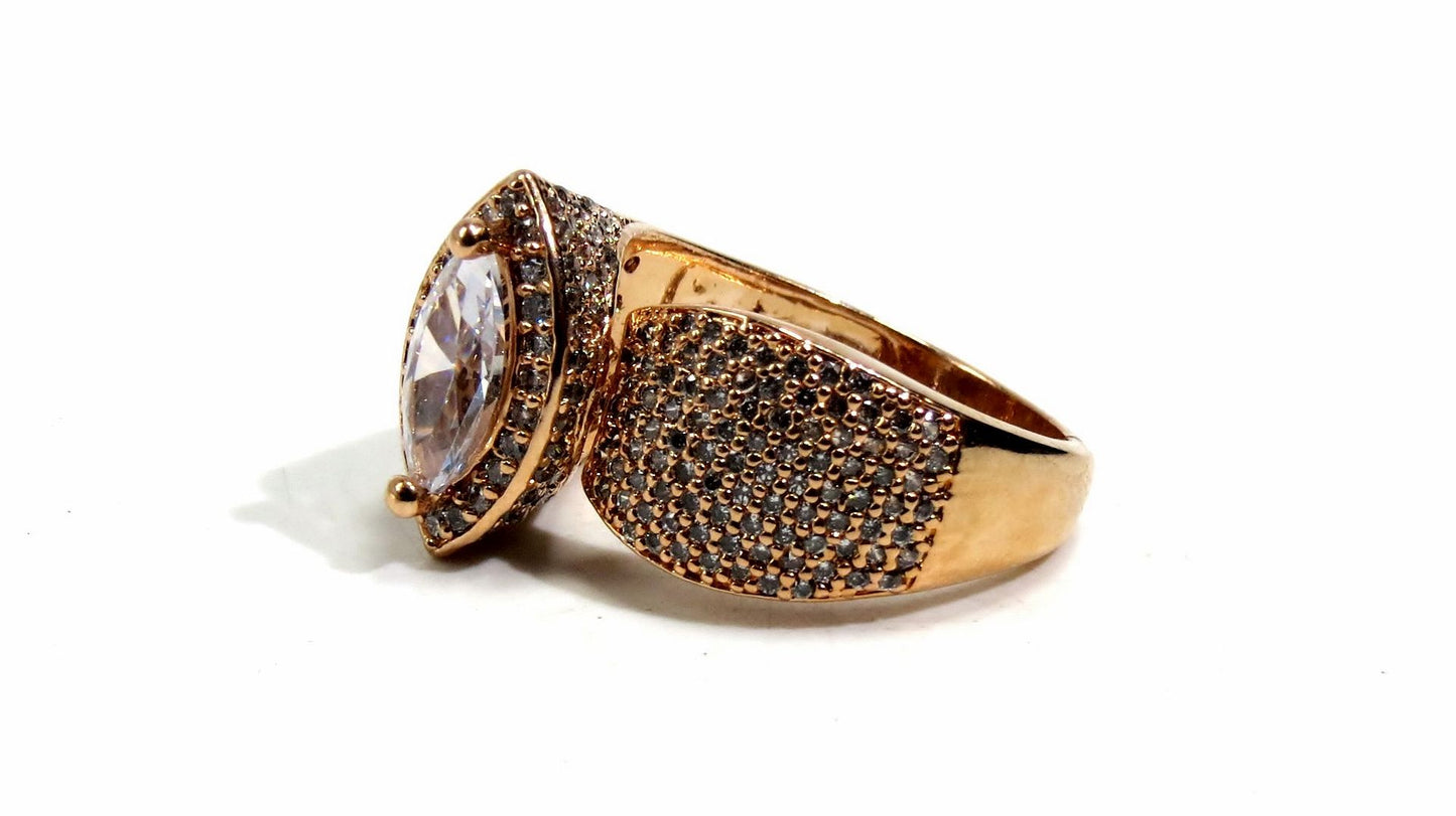 Jewelshingar Jewellery American Diamond Clear Colour Size Freesize Gold Plated Ring For Girls ( 93741FSR )