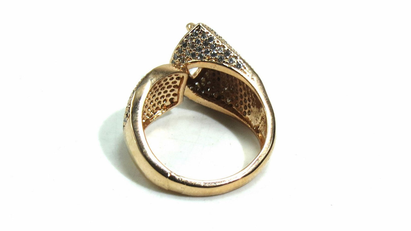 Jewelshingar Jewellery American Diamond Clear Colour Size Freesize Gold Plated Ring For Girls ( 93741FSR )