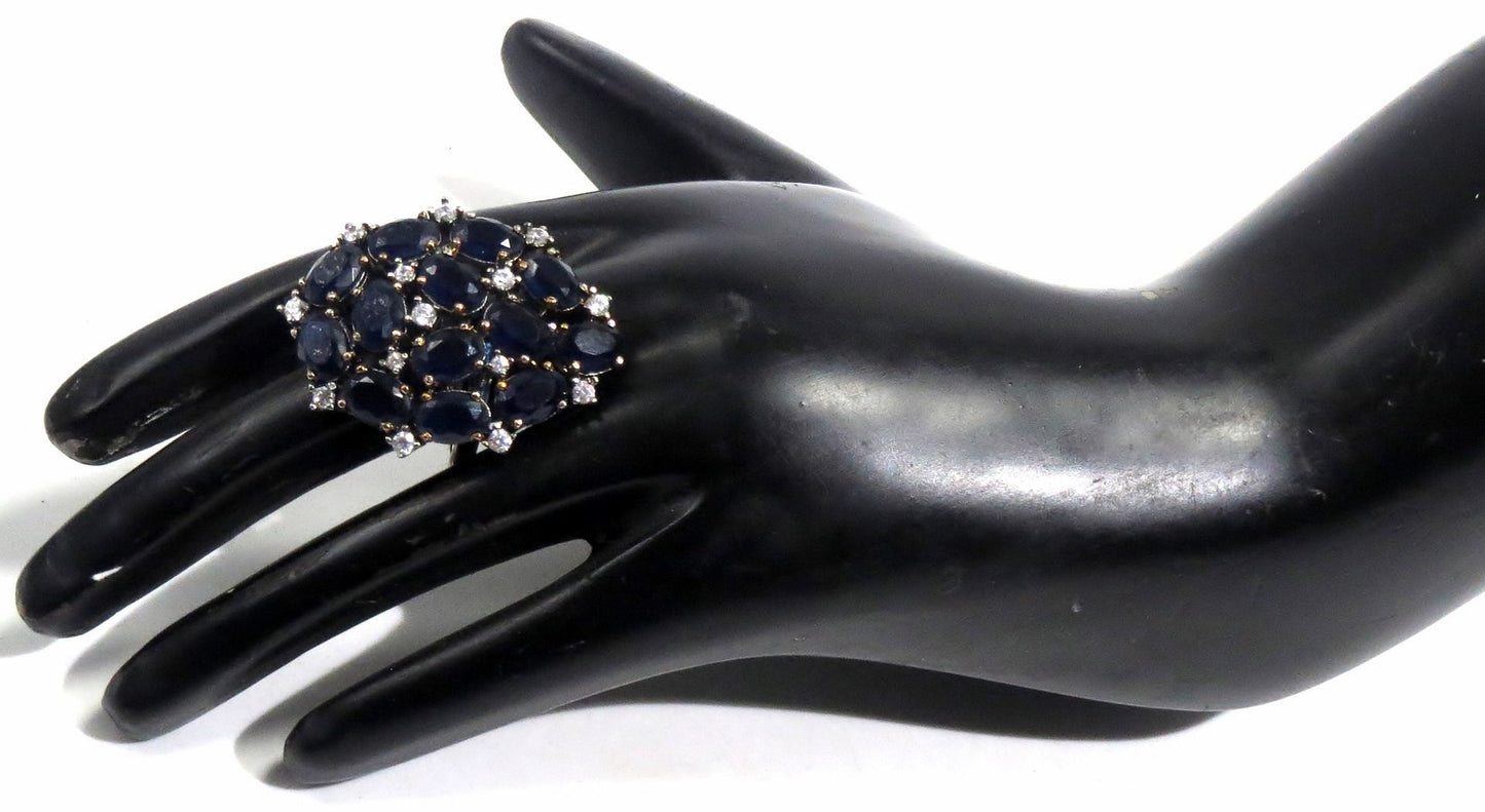 Jewelshingar Jewellery American Diamond Blue Colour Size Freesize Victorian Plated Ring For Girls ( 93761FSR )