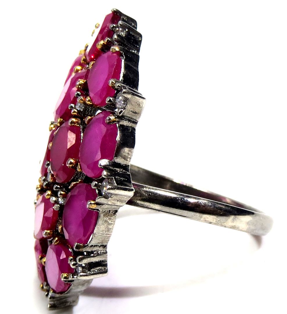 Jewelshingar Jewellery American Diamond Red Colour Size Freesize Victorian Plated Ring For Girls ( 93766FSR )