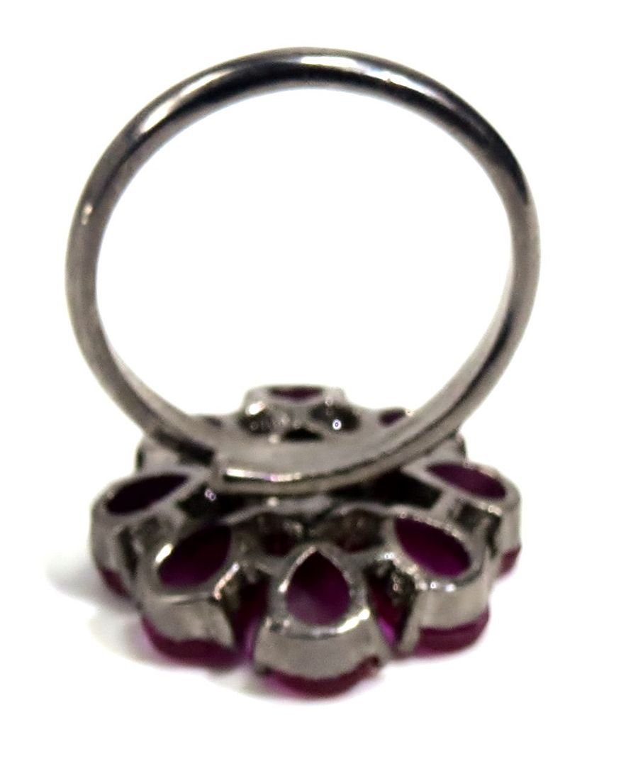 Jewelshingar Jewellery American Diamond Red Colour Size Freesize Victorian Plated Ring For Girls ( 93800FSR )