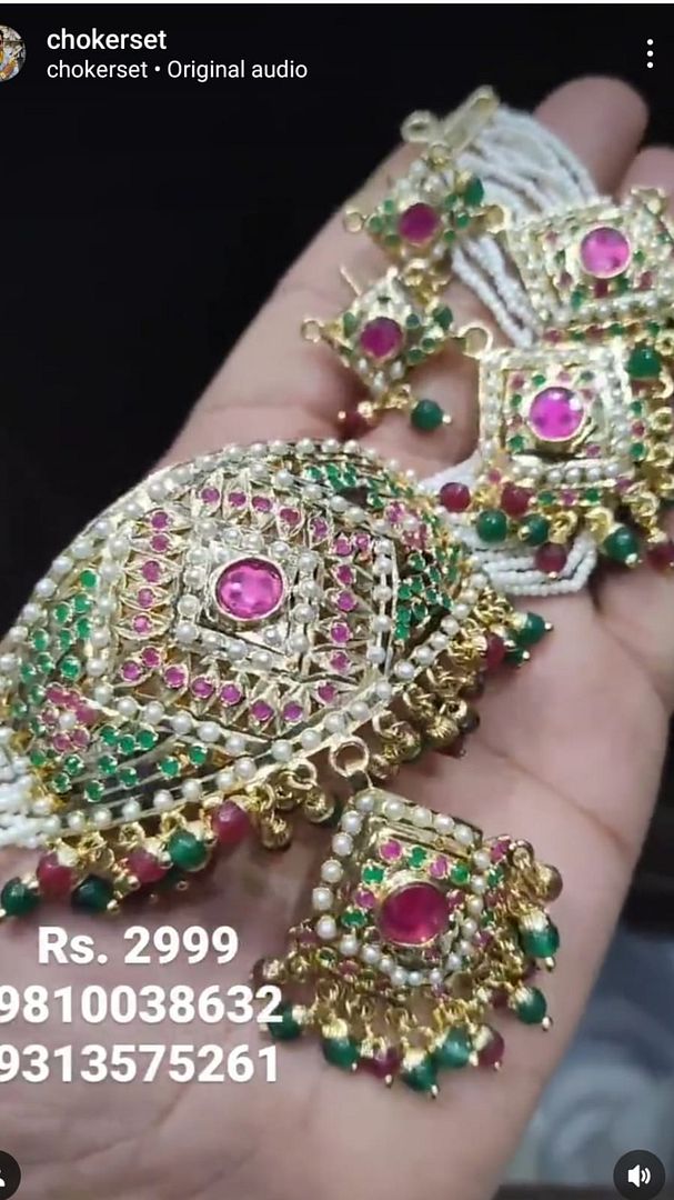 Jadau Necklace Set In Multi Colour Gold Plating By Chokerset JDWA0096