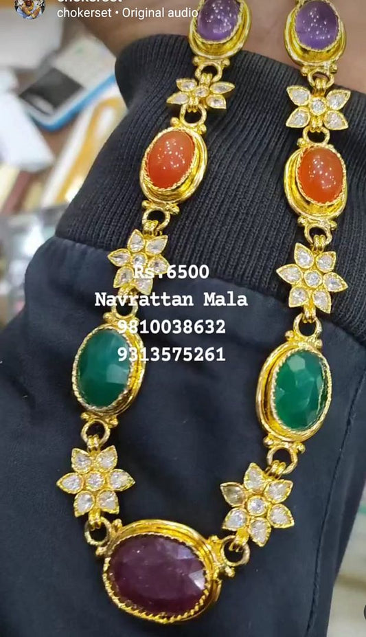 Jadau Mala In Multi Colour Gold Plating By Chokerset JDWA0106