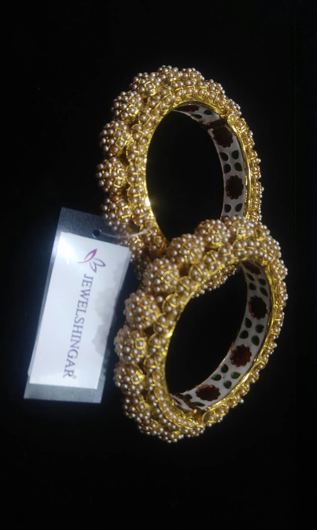 Jewelshingar screw open pearls kada bangles ( 98765-m-p )