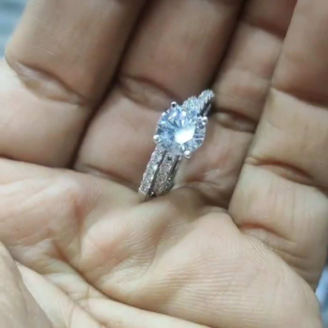 Signity Ring with Silver Plating By Chokerset SRNP2002