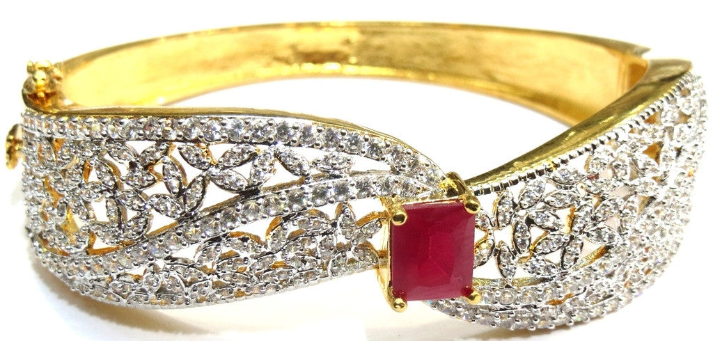 Jewelshingar Bracelet bangle Cuff For women Jewellery ( 7680-bcad-ruby ) - JEWELSHINGAR