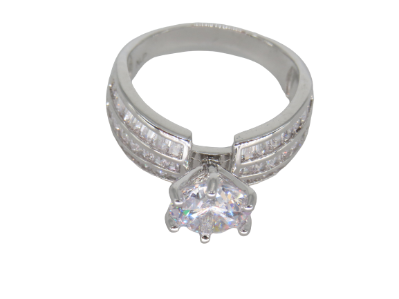 Jewelshingar Jewellery Fine 925 Silver Plated Austrian Diamond Solitare Look Ring In Beautiful Jewellery Box For Gifting For Woman ( 58529RIN )