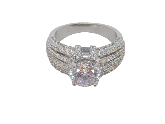 Jewelshingar Jewellery Fine 925 Silver Plated Austrian Diamond Solitare Look Ring In Beautiful Jewellery Box For Gifting For Woman ( 58500RIN )