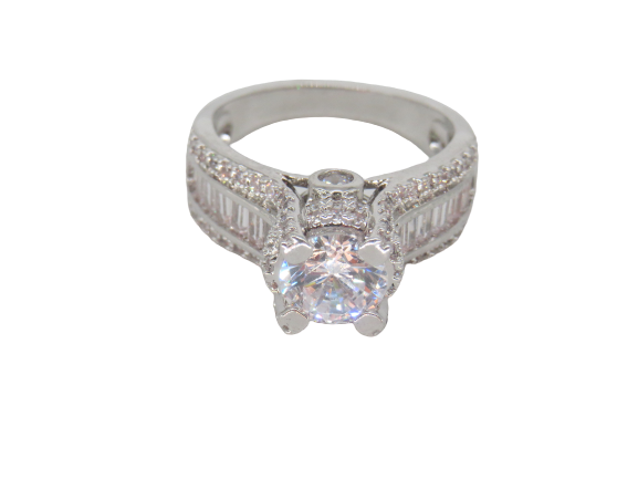 Jewelshingar Jewellery Fine 925 Silver Plated Austrian Diamond Solitare Look Ring In Beautiful Jewellery Box For Gifting For Woman ( 58508RIN )