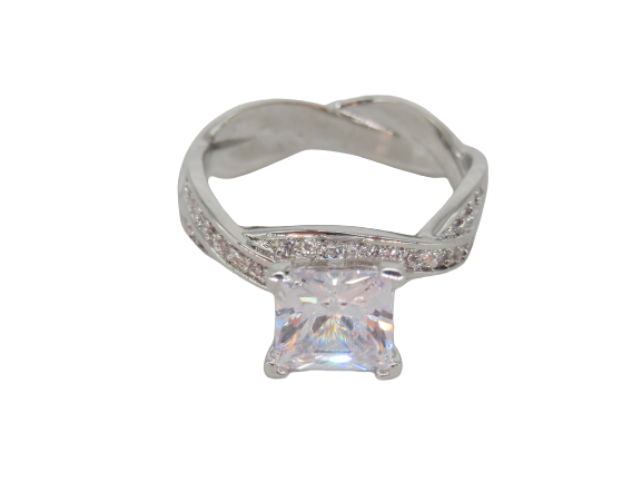 Jewelshingar Jewellery Fine 925 Silver Plated Austrian Diamond Solitare Look Ring In Beautiful Jewellery Box For Gifting For Woman ( 58552RIN )